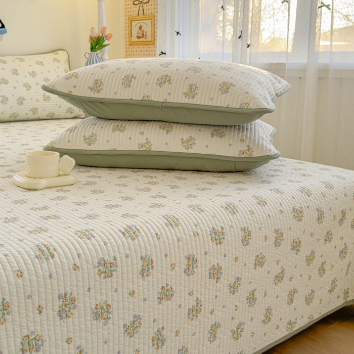 91家纺网 家纺一手货源 找家纺 茉夕家纺 2026新款春季双面纯棉印花单品床盖单件床盖 绣球花