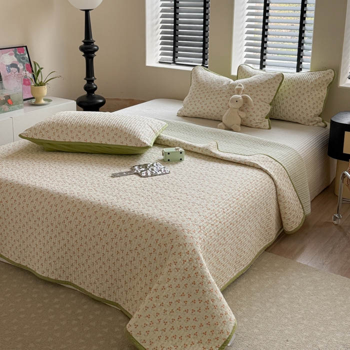 91家纺网 家纺一手货源 找家纺 茉夕家纺 2026新款春季双面纯棉印花单品床盖单件床盖 预售春天