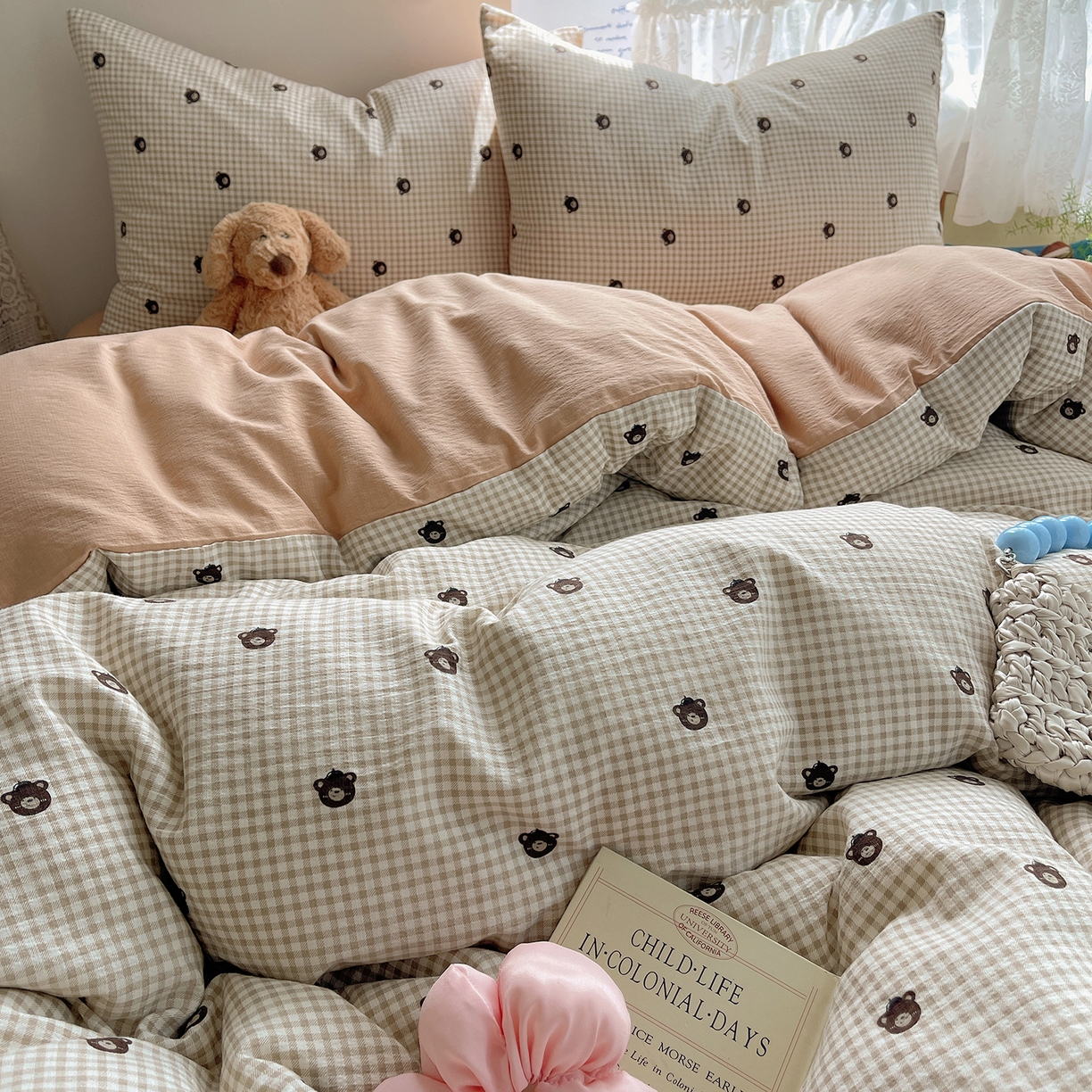 91家纺网 家纺一手货源 找家纺 沐芷 2026 【提供买家秀】简约可爱双层纱四件套床上用品 单被套/四件套 彼岸-罗格先生