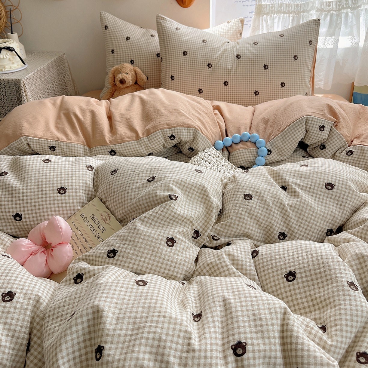 91家纺网 家纺一手货源 找家纺 沐芷 2026 【提供买家秀】简约可爱双层纱四件套床上用品 单被套/四件套 彼岸-罗格先生