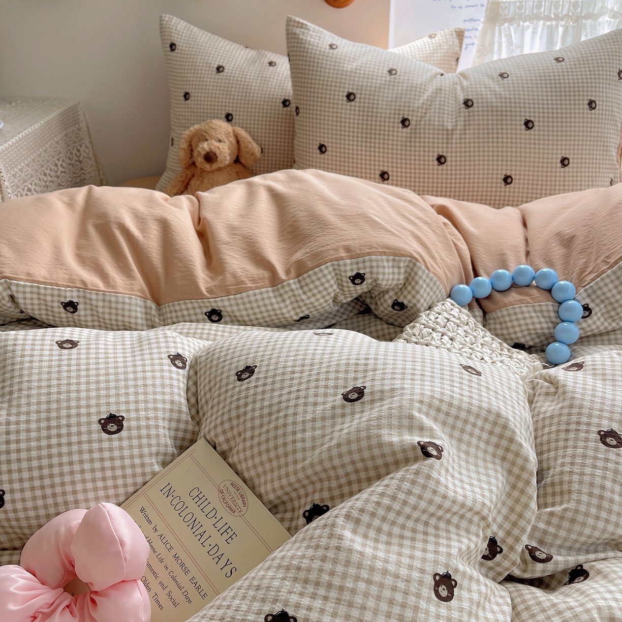 91家纺网 家纺一手货源 找家纺 沐芷 2026 【提供买家秀】简约可爱双层纱四件套床上用品 单被套/四件套 彼岸-罗格先生