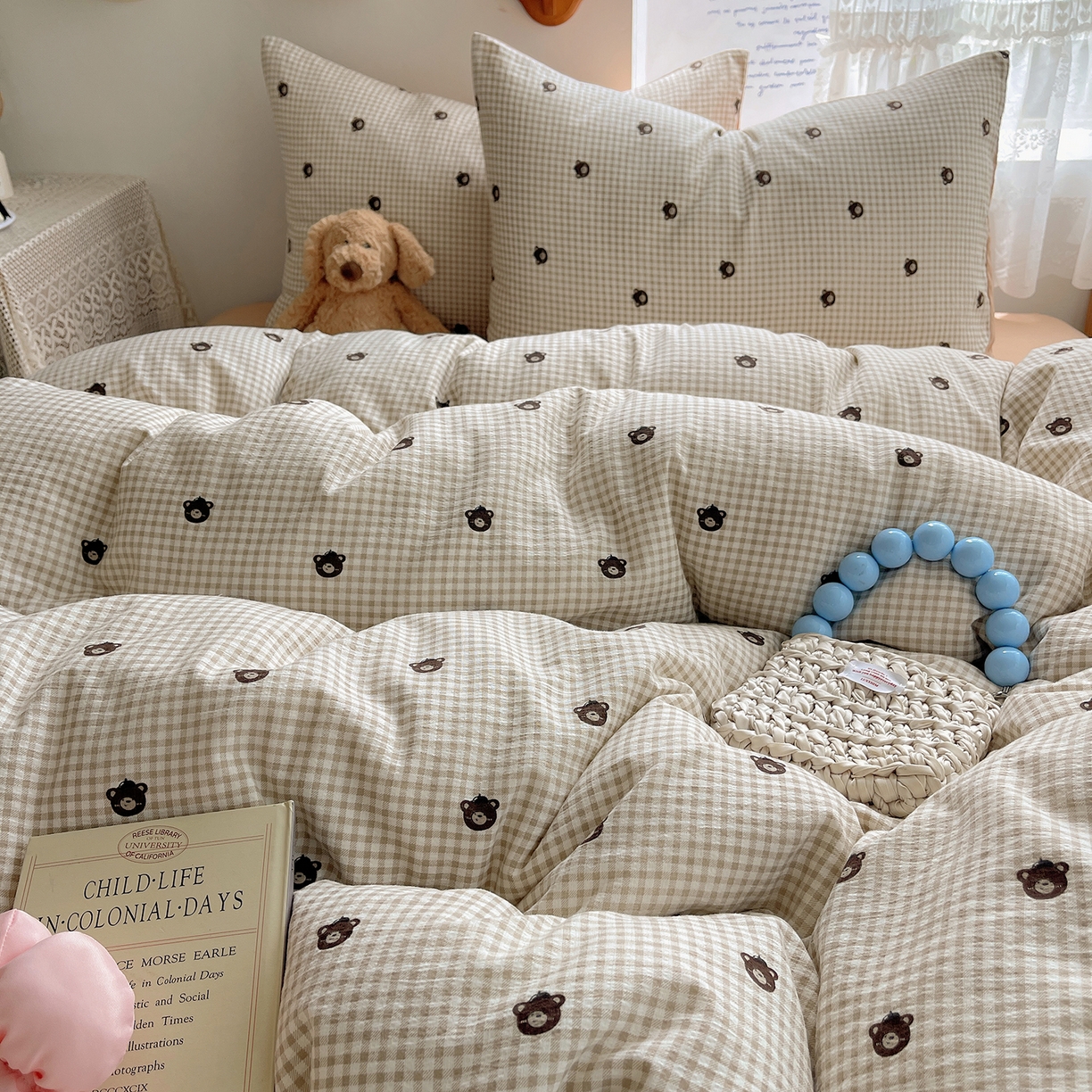 91家纺网 家纺一手货源 找家纺 沐芷 2026 【提供买家秀】简约可爱双层纱四件套床上用品 单被套/四件套 彼岸-罗格先生