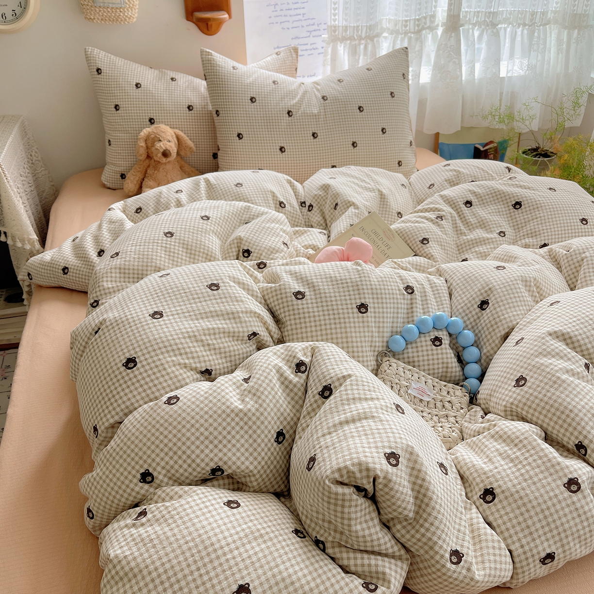 91家纺网 家纺一手货源 找家纺 沐芷 2026 【提供买家秀】简约可爱双层纱四件套床上用品 单被套/四件套 彼岸-罗格先生