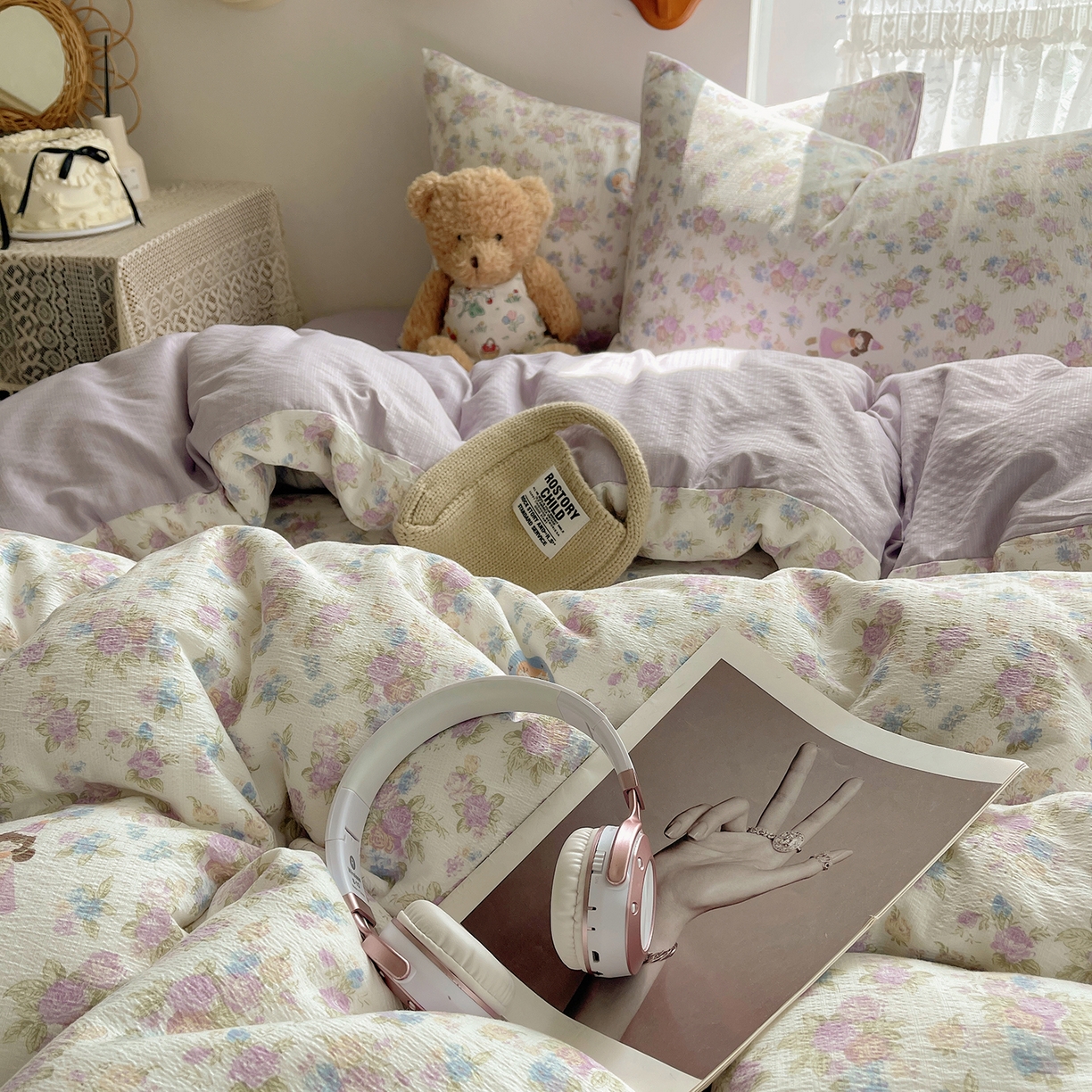 91家纺网 家纺一手货源 找家纺 沐芷 2026 【提供买家秀】简约可爱双层纱四件套床上用品 单被套/四件套 彼岸-梦镜之间