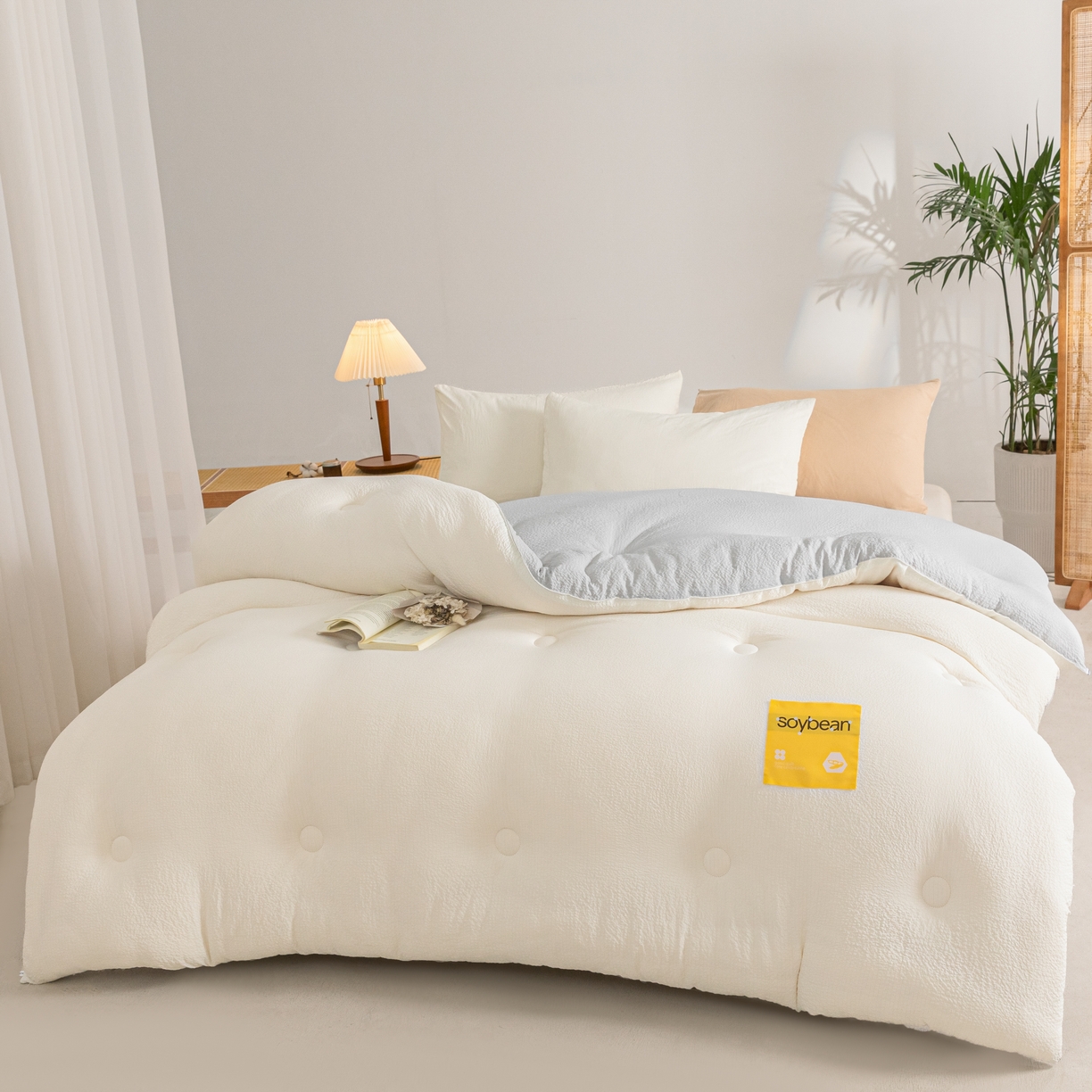 91家纺网 家纺一手货源 找家纺 好尚居 2026新款A类超柔提花贴标纤维被被子被芯 白拼冷灰