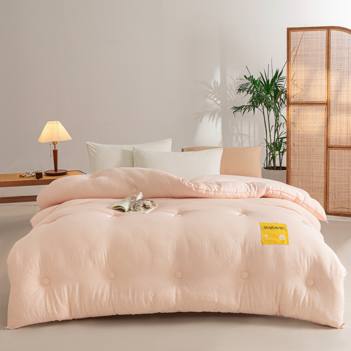 好尚居 2026新款A类超柔提花贴标纤维被被子被芯 玉粉