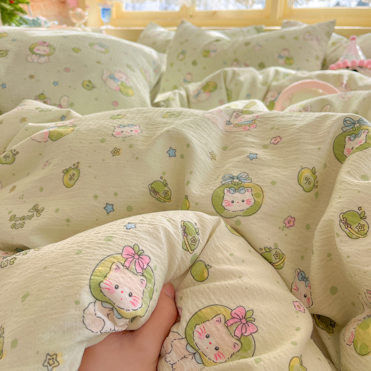 91家纺网 家纺一手货源 找家纺 （总）瑞钰 2025新款云感双层纱暗合四件套