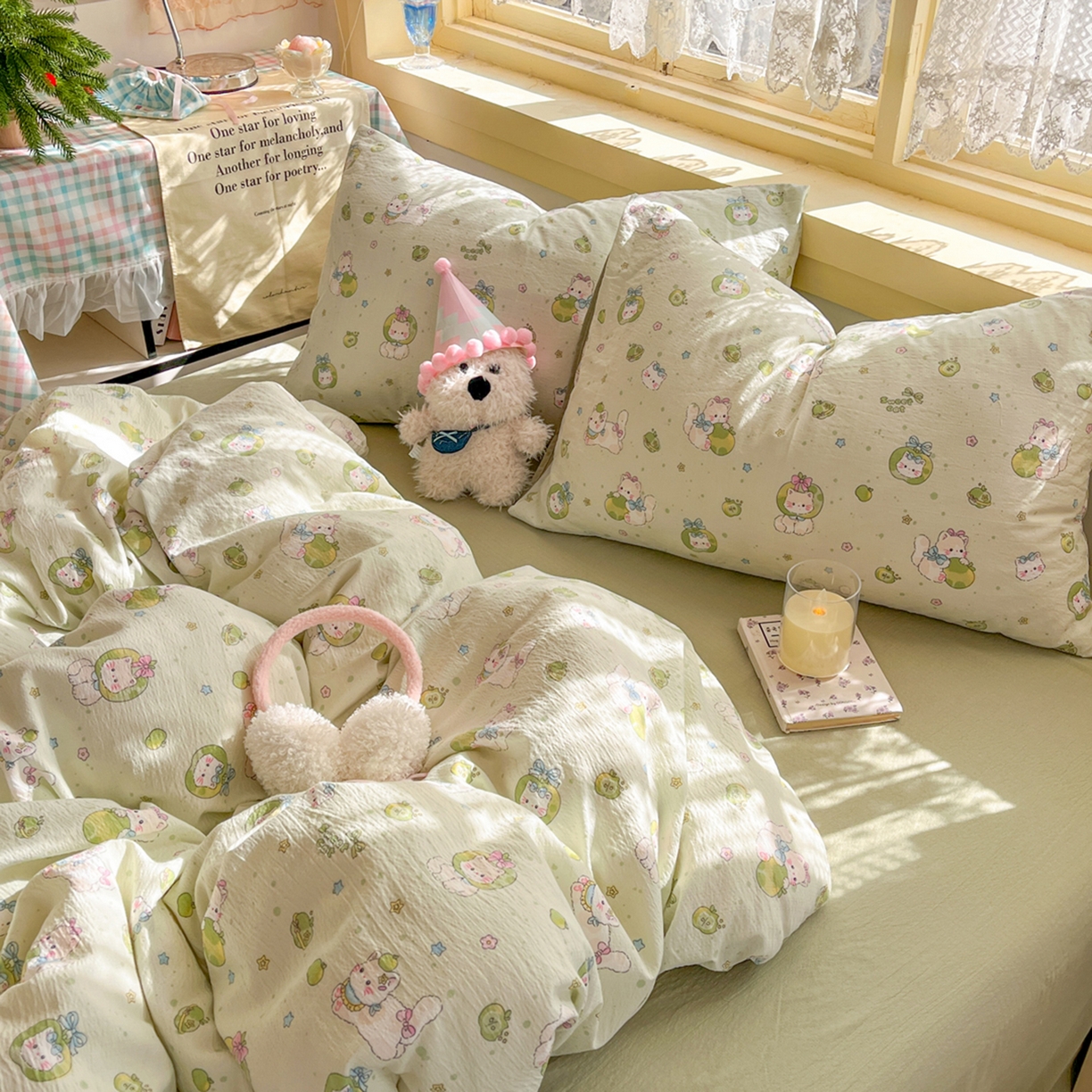 91家纺网 家纺一手货源 找家纺 （总）瑞钰 2025新款云感双层纱暗合四件套