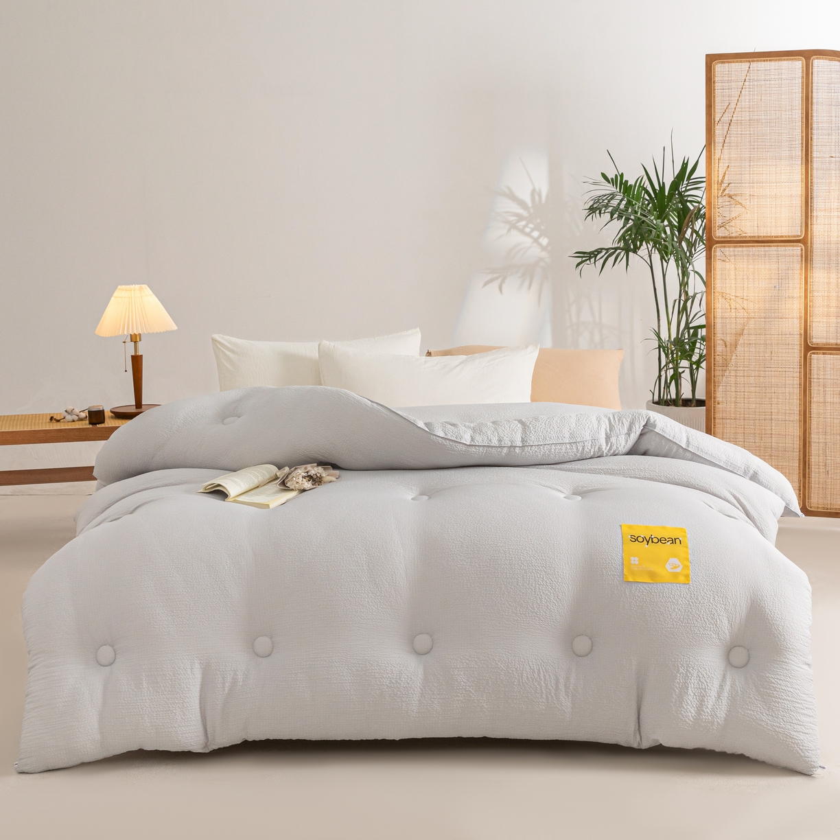 好尚居 2026新款A类超柔提花贴标纤维被被子被芯 冷灰