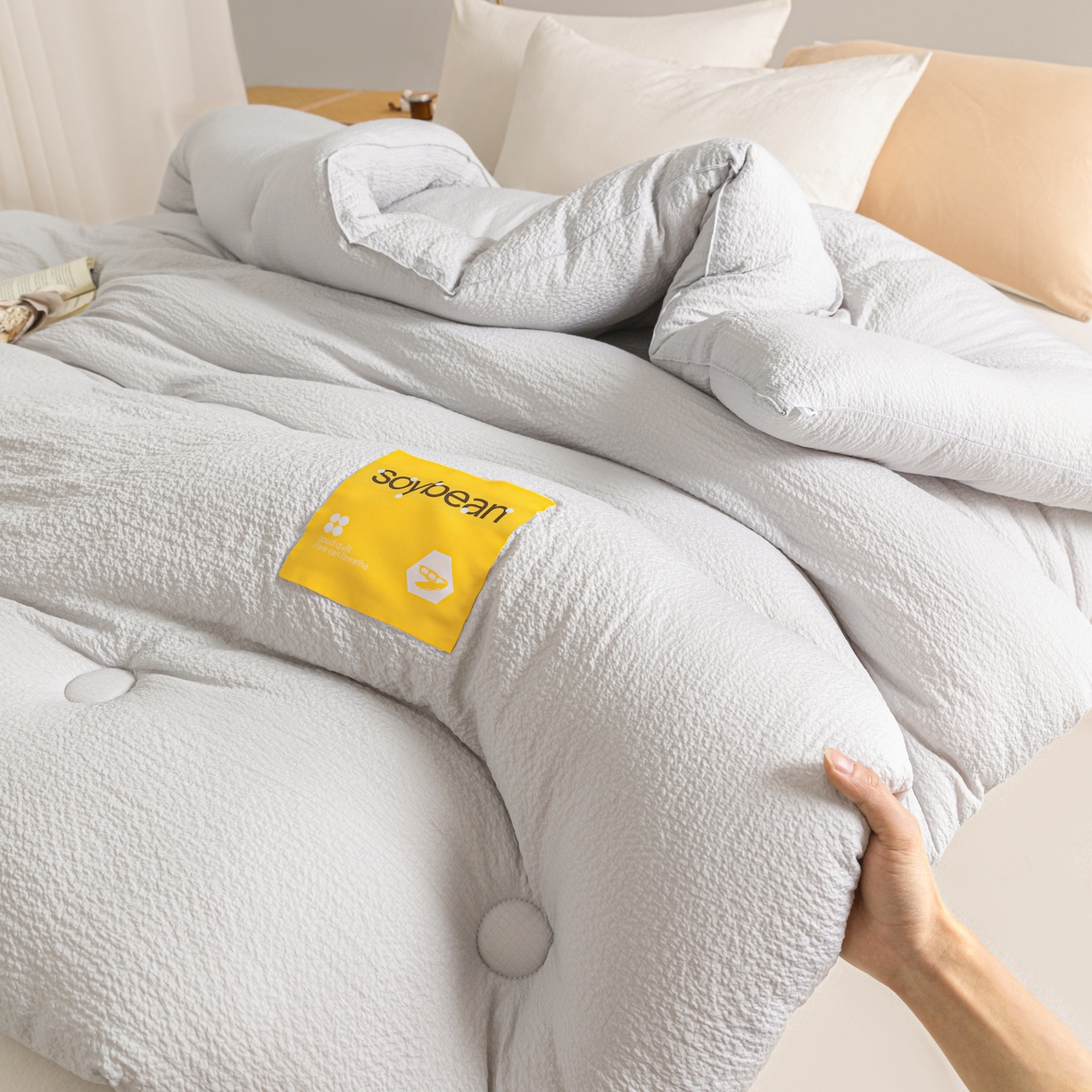 91家纺网 家纺一手货源 找家纺 好尚居 2026新款A类超柔提花贴标纤维被被子被芯 冷灰