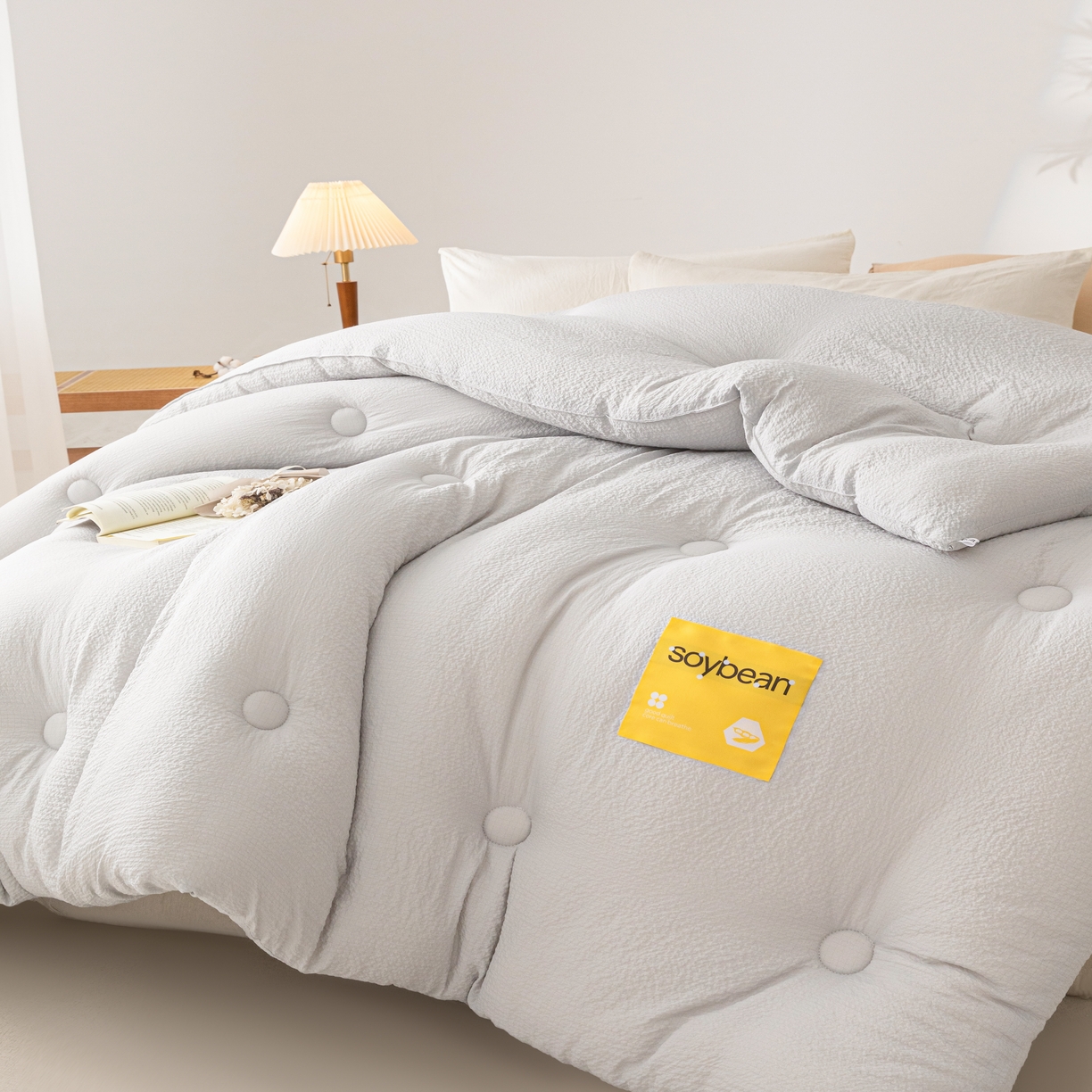 91家纺网 家纺一手货源 找家纺 好尚居 2026新款A类超柔提花贴标纤维被被子被芯 冷灰