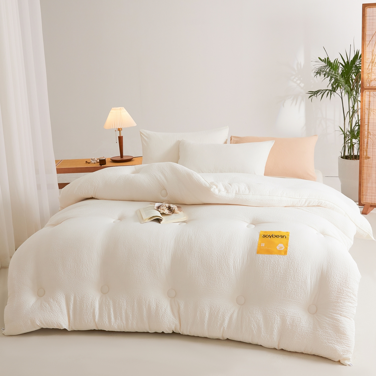 91家纺网 家纺一手货源 找家纺 好尚居 2026新款A类超柔提花贴标纤维被被子被芯 米白