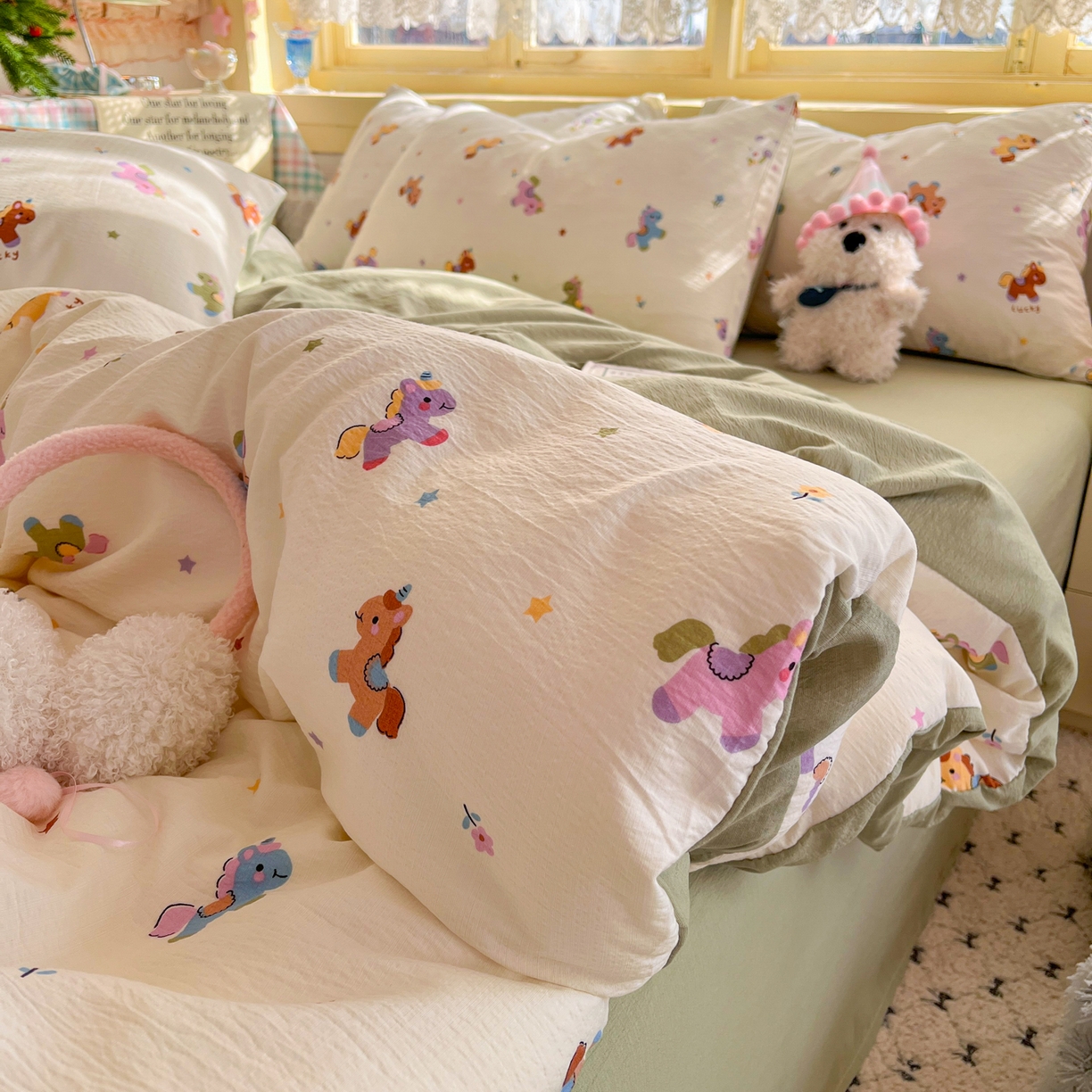 91家纺网 家纺一手货源 找家纺 （总）瑞钰 2025新款云感双层纱暗合四件套