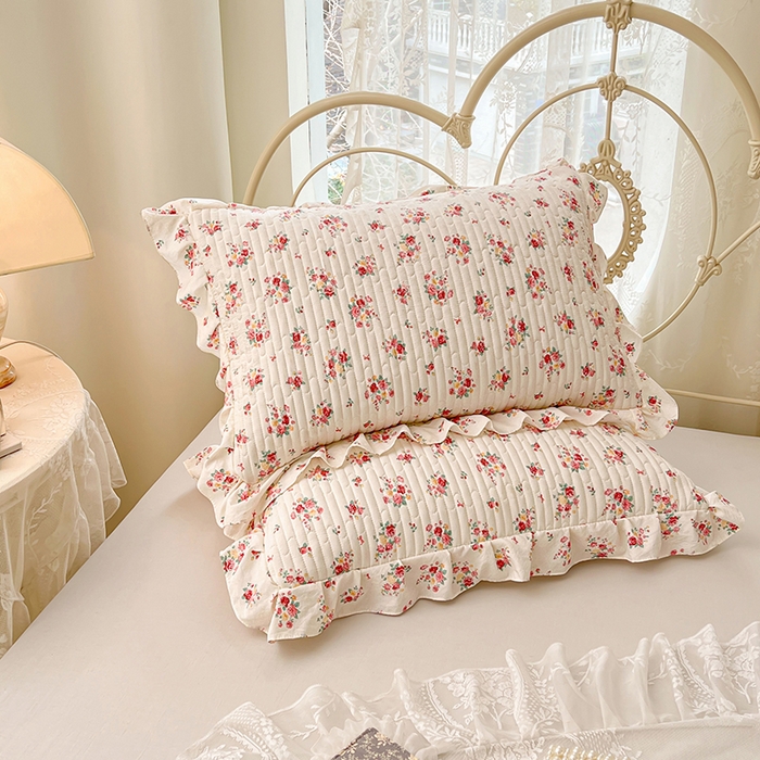 91家纺网 家纺一手货源 找家纺 圣比熊 2026新款A类云朵棉夹棉花边枕套宿舍单人一只装枕芯内胆套-单人枕套 粉黛花园（花边夹棉）