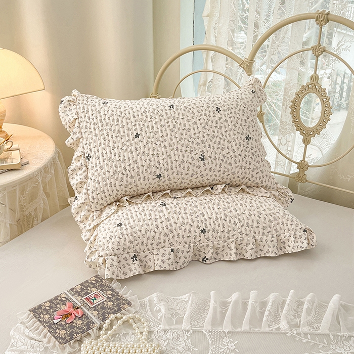 91家纺网 家纺一手货源 找家纺 圣比熊 2026新款A类云朵棉夹棉花边枕套宿舍单人一只装枕芯内胆套-单人枕套 花无意（花边夹棉）