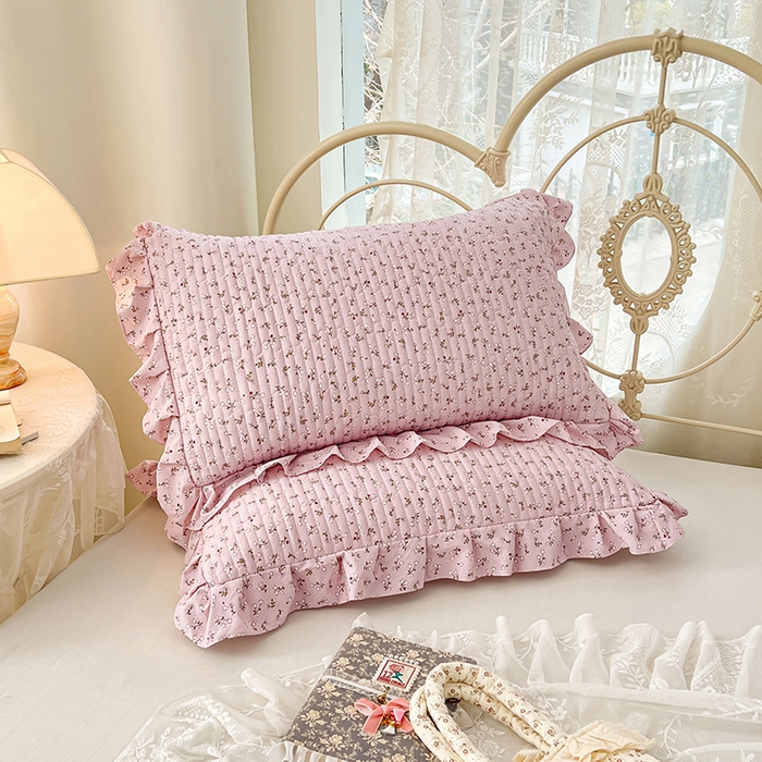 圣比熊 2026新款A类云朵棉夹棉花边枕套宿舍单人一只装枕芯内胆套-单人枕套 爱丽丝-粉（花边夹棉）