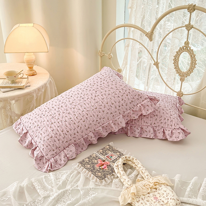 91家纺网 家纺一手货源 找家纺 圣比熊 2026新款A类云朵棉夹棉花边枕套宿舍单人一只装枕芯内胆套-单人枕套 爱丽丝-粉（花边夹棉）