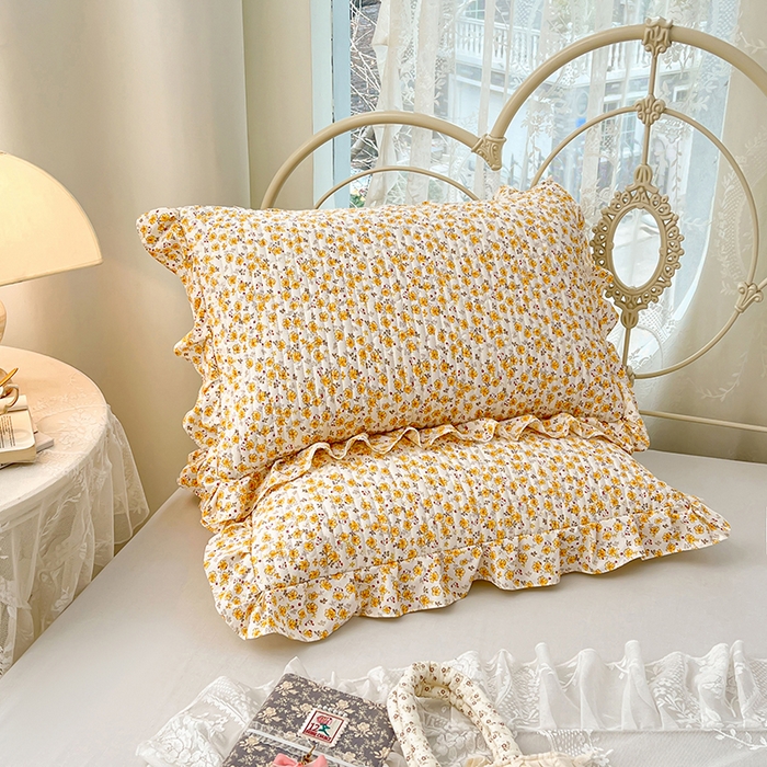 圣比熊 2026新款A类云朵棉夹棉花边枕套宿舍单人一只装枕芯内胆套-单人枕套 春日暖阳（花边夹棉）