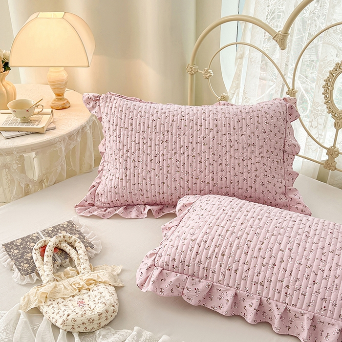 91家纺网 家纺一手货源 找家纺 圣比熊 2026新款A类云朵棉夹棉花边枕套宿舍单人一只装枕芯内胆套-单人枕套 爱丽丝-粉（花边夹棉）