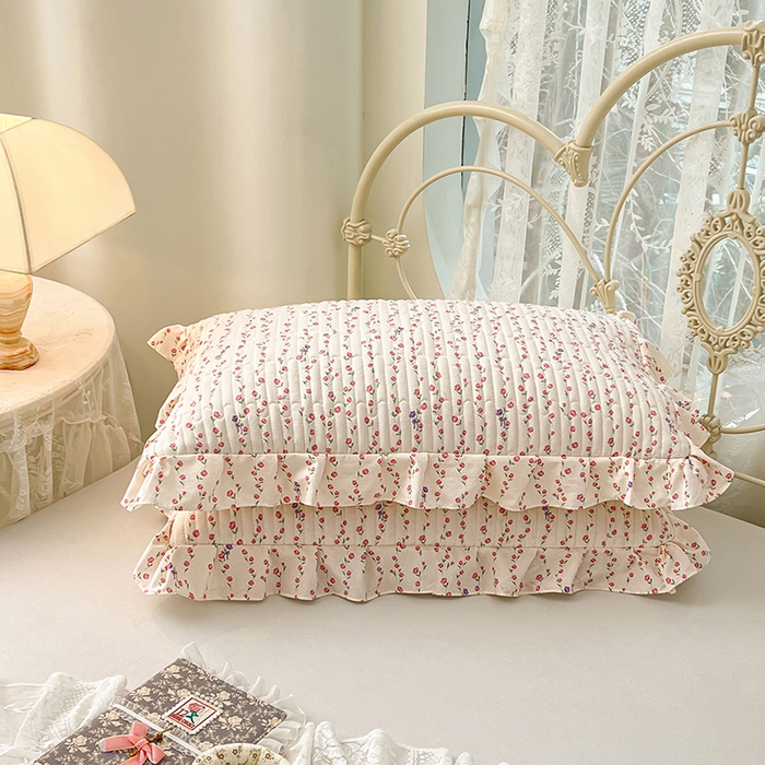 91家纺网 家纺一手货源 找家纺 圣比熊 2026新款A类云朵棉夹棉花边枕套宿舍单人一只装枕芯内胆套-单人枕套 花漾甜心（花边夹棉）