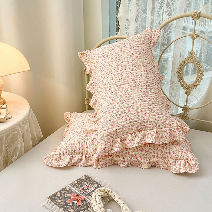 91家纺网 家纺一手货源 找家纺 圣比熊 2026新款A类云朵棉夹棉花边枕套宿舍单人一只装枕芯内胆套-单人枕套 芊芊花海（花边夹棉）