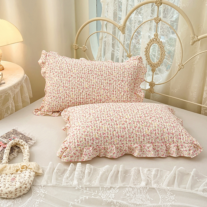 91家纺网 家纺一手货源 找家纺 圣比熊 2026新款A类云朵棉夹棉花边枕套宿舍单人一只装枕芯内胆套-单人枕套 芊芊花海（花边夹棉）