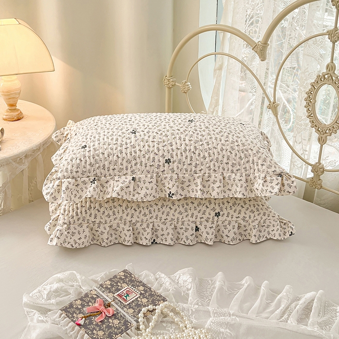 91家纺网 家纺一手货源 找家纺 圣比熊 2026新款A类云朵棉夹棉花边枕套宿舍单人一只装枕芯内胆套-单人枕套 花无意（花边夹棉）