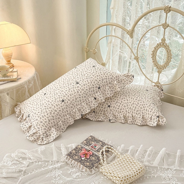 91家纺网 家纺一手货源 找家纺 圣比熊 2026新款A类云朵棉夹棉花边枕套宿舍单人一只装枕芯内胆套-单人枕套 花无意（花边夹棉）