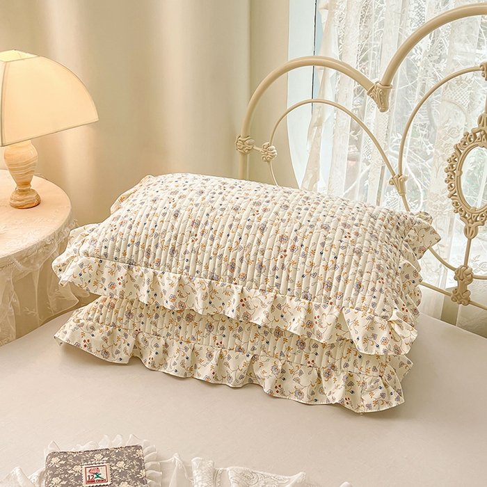 91家纺网 家纺一手货源 找家纺 圣比熊 2026新款A类云朵棉夹棉花边枕套宿舍单人一只装枕芯内胆套-单人枕套 花蔓清风（花边夹棉）