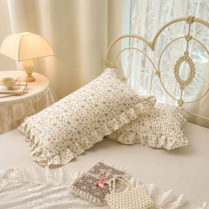 91家纺网 家纺一手货源 找家纺 圣比熊 2026新款A类云朵棉夹棉花边枕套宿舍单人一只装枕芯内胆套-单人枕套 花蔓清风（花边夹棉）