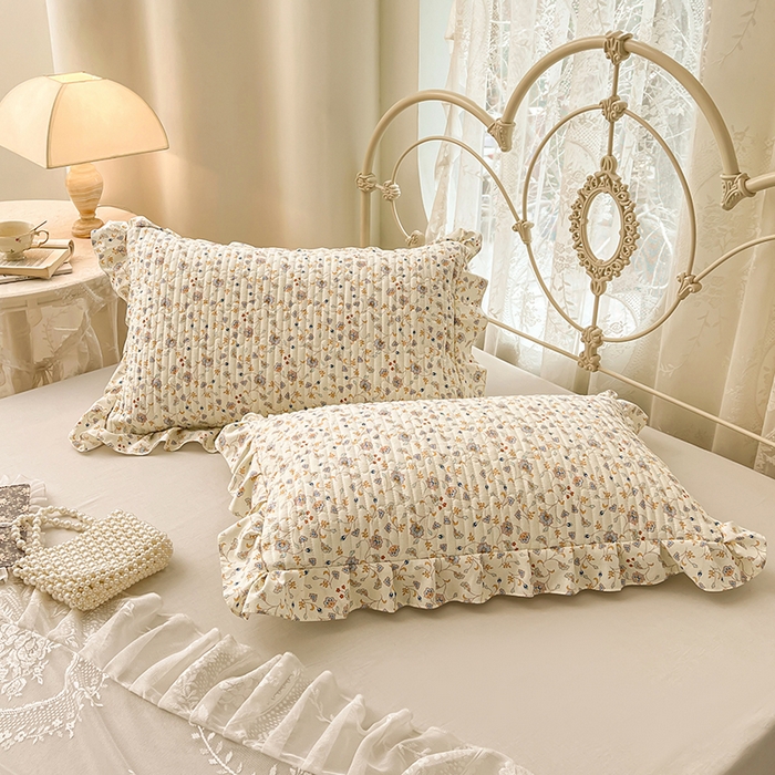 91家纺网 家纺一手货源 找家纺 圣比熊 2026新款A类云朵棉夹棉花边枕套宿舍单人一只装枕芯内胆套-单人枕套 花蔓清风（花边夹棉）