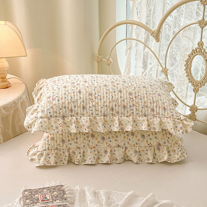 91家纺网 家纺一手货源 找家纺 圣比熊 2026新款A类云朵棉夹棉花边枕套宿舍单人一只装枕芯内胆套-单人枕套 花蔓清风（花边夹棉）