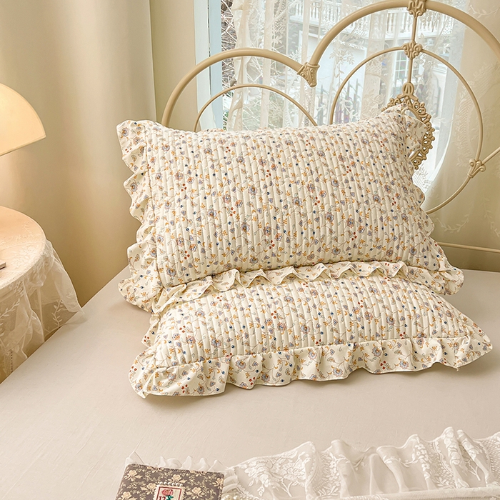 圣比熊 2026新款A类云朵棉夹棉花边枕套宿舍单人一只装枕芯内胆套-单人枕套 花蔓清风（花边夹棉）