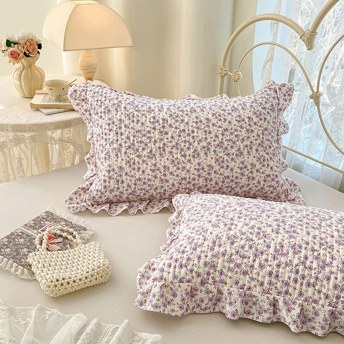 91家纺网 家纺一手货源 找家纺 圣比熊 2026新款A类云朵棉夹棉花边枕套宿舍单人一只装枕芯内胆套-单人枕套 紫韵星野（花边夹棉）