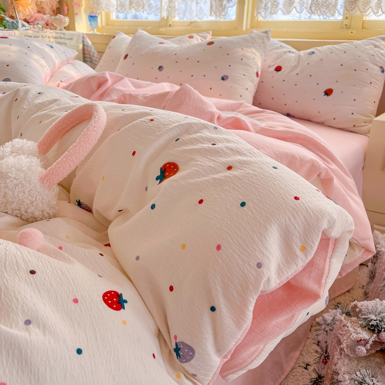 91家纺网 家纺一手货源 找家纺 （总）瑞钰 2025新款云感双层纱暗合四件套