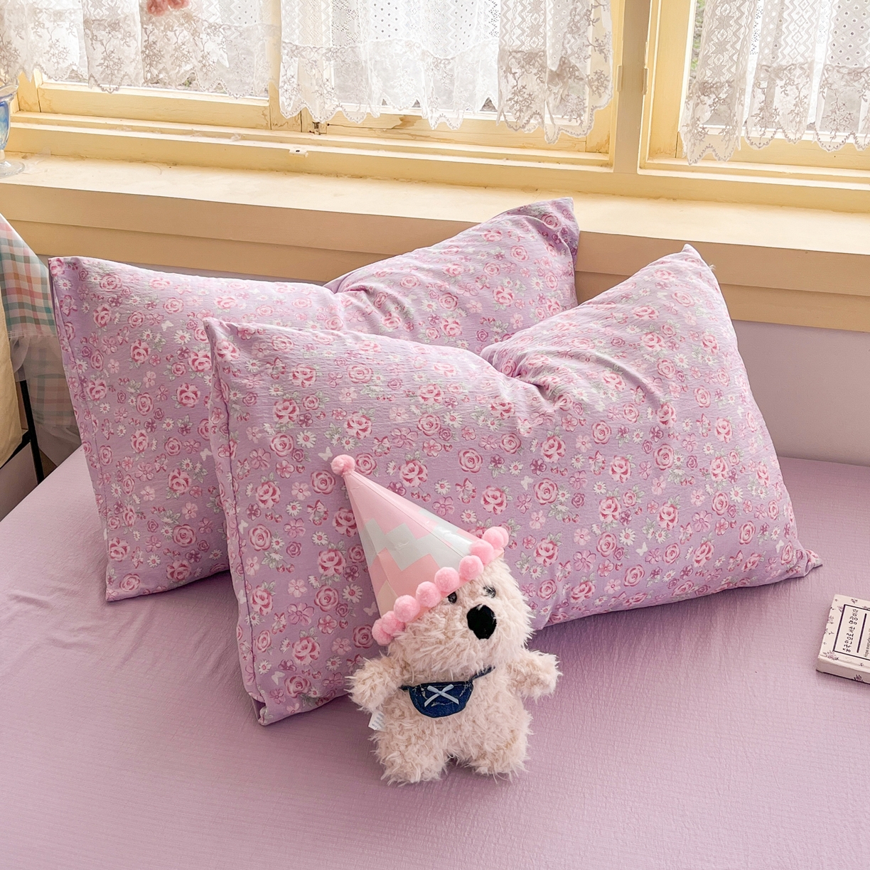 91家纺网 家纺一手货源 找家纺 瑞钰 2025新款云感双层纱暗合四件套 夕颜