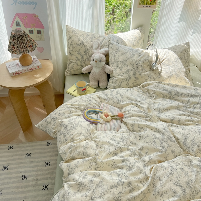 91家纺网 家纺一手货源 找家纺 瑞钰 2025新款云感双层纱暗合四件套 彼岸花