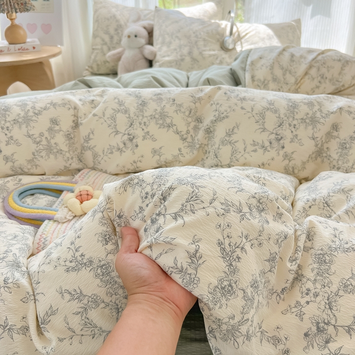 91家纺网 家纺一手货源 找家纺 瑞钰 2025新款云感双层纱暗合四件套 彼岸花