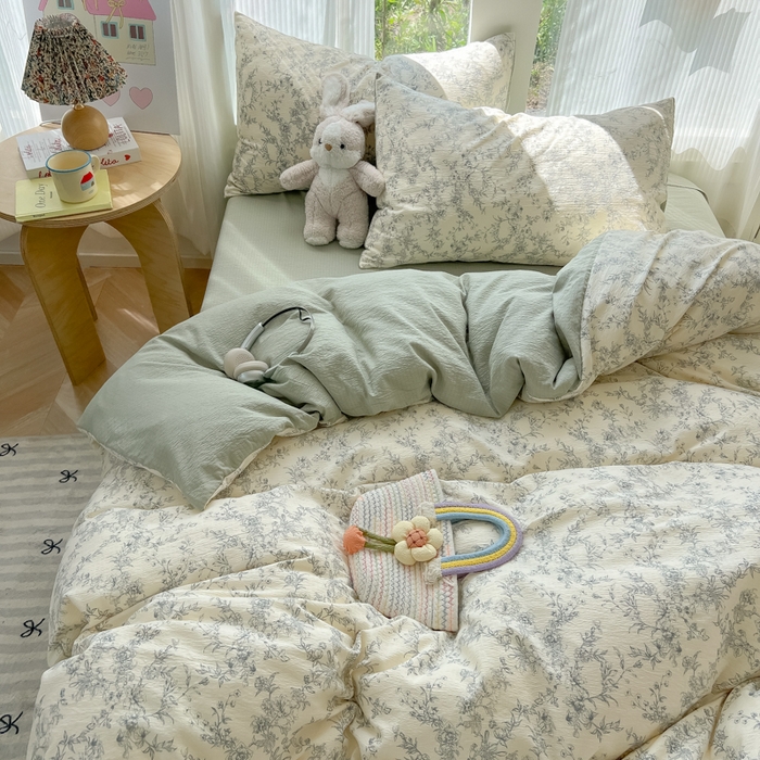 91家纺网 家纺一手货源 找家纺 瑞钰 2025新款云感双层纱暗合四件套 彼岸花