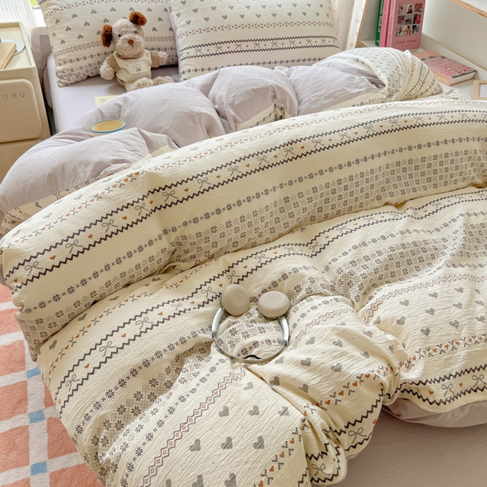 91家纺网 家纺一手货源 找家纺 瑞钰 2025新款云感双层纱暗合四件套 波西米亚