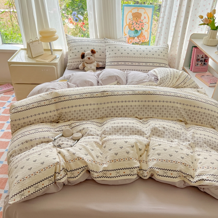 91家纺网 家纺一手货源 找家纺 瑞钰 2025新款云感双层纱暗合四件套 波西米亚