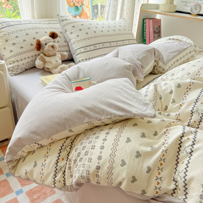 91家纺网 家纺一手货源 找家纺 瑞钰 2025新款云感双层纱暗合四件套 波西米亚