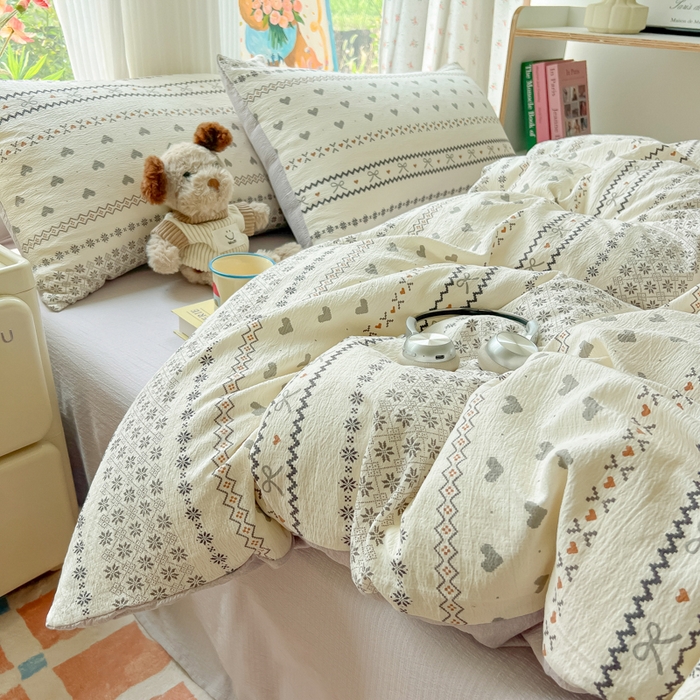 91家纺网 家纺一手货源 找家纺 瑞钰 2025新款云感双层纱暗合四件套 波西米亚