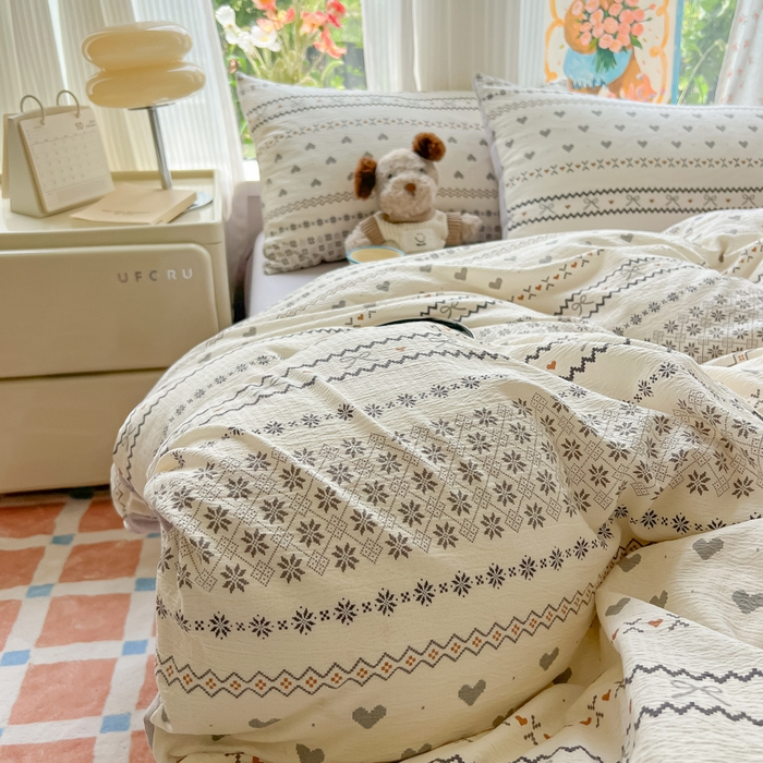 91家纺网 家纺一手货源 找家纺 瑞钰 2025新款云感双层纱暗合四件套 波西米亚