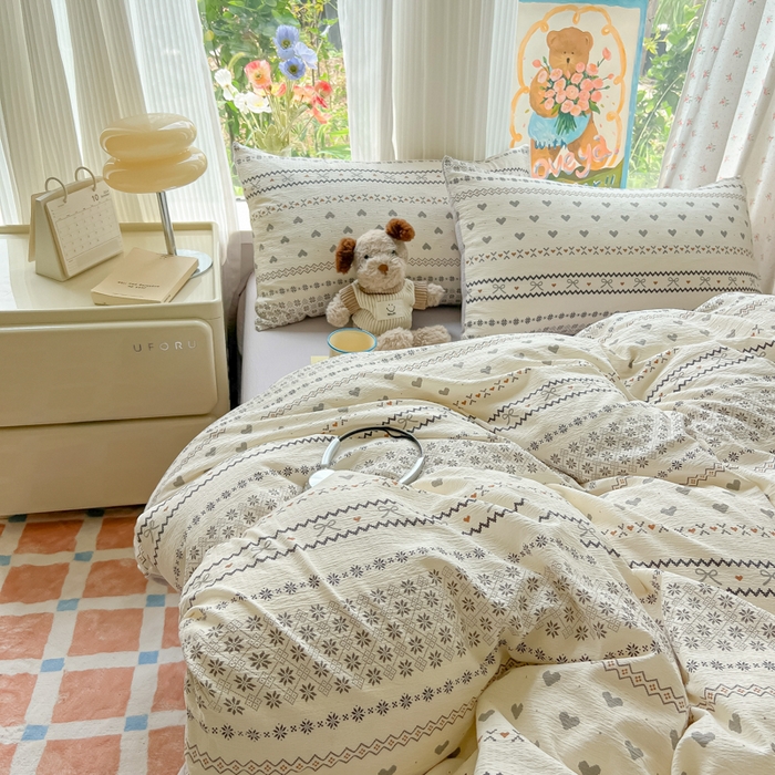 91家纺网 家纺一手货源 找家纺 瑞钰 2025新款云感双层纱暗合四件套 波西米亚