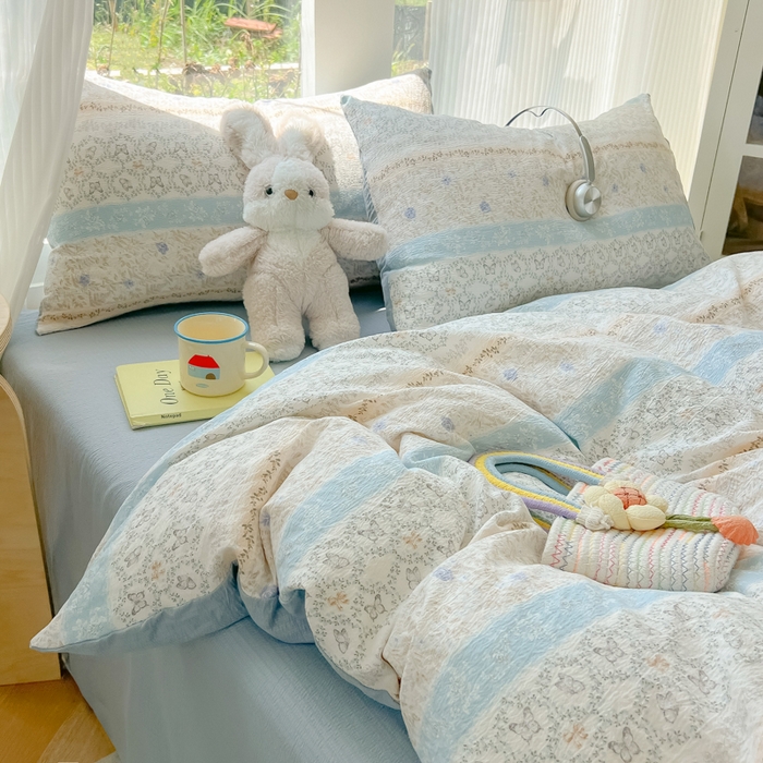 91家纺网 家纺一手货源 找家纺 瑞钰 2025新款云感双层纱暗合四件套 蝶恋花