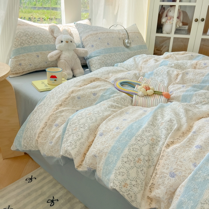 91家纺网 家纺一手货源 找家纺 瑞钰 2025新款云感双层纱暗合四件套 蝶恋花