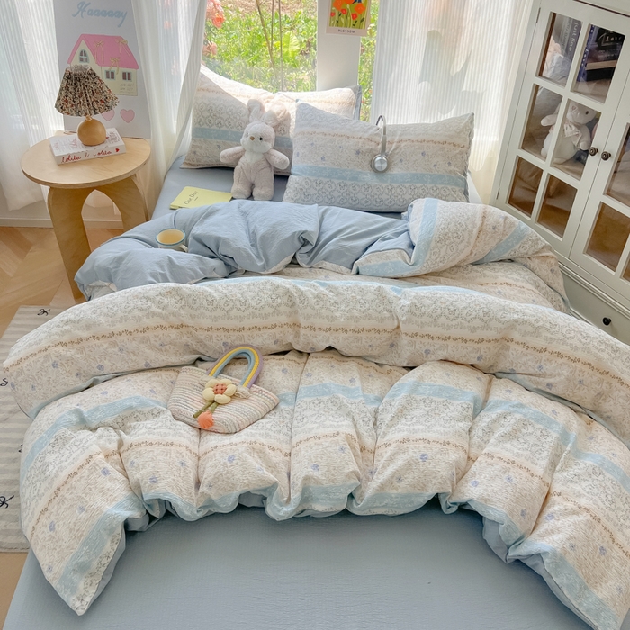 91家纺网 家纺一手货源 找家纺 瑞钰 2025新款云感双层纱暗合四件套 蝶恋花