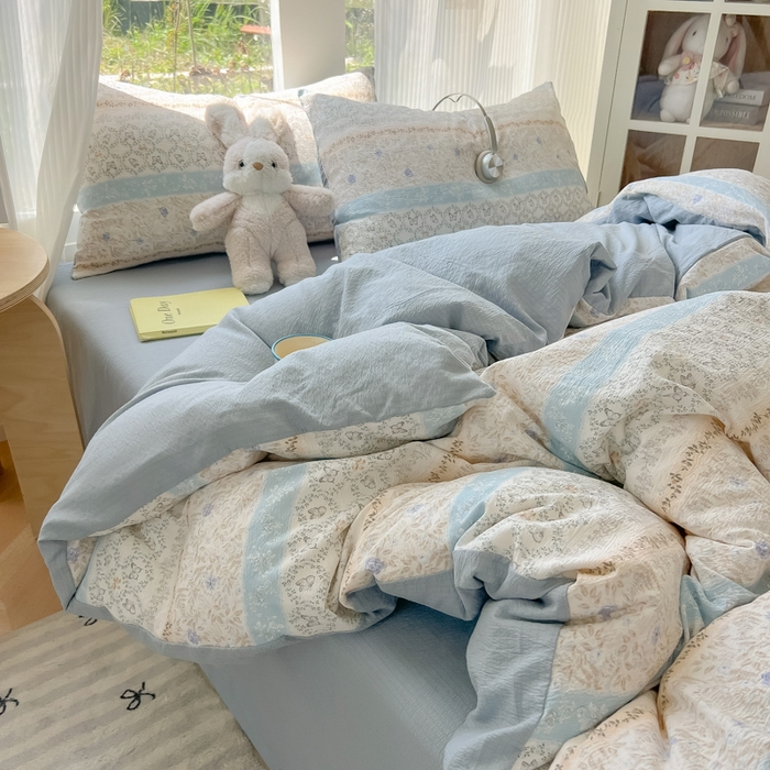 91家纺网 家纺一手货源 找家纺 瑞钰 2025新款云感双层纱暗合四件套 蝶恋花