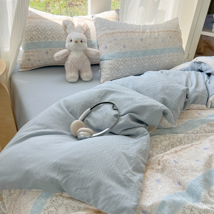 91家纺网 家纺一手货源 找家纺 瑞钰 2025新款云感双层纱暗合四件套 蝶恋花